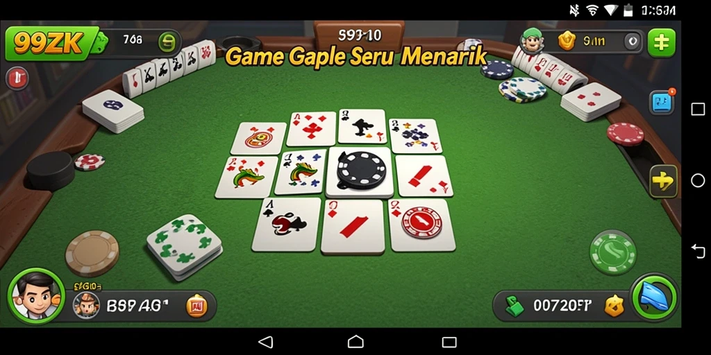 Tampilan utama gameplay Gaple di 99ZK yang penuh aksi.