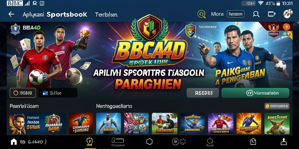 Tangkapan layar utama BBCA4D menampilkan antarmuka aplikasi Sportsbook yang menarik.