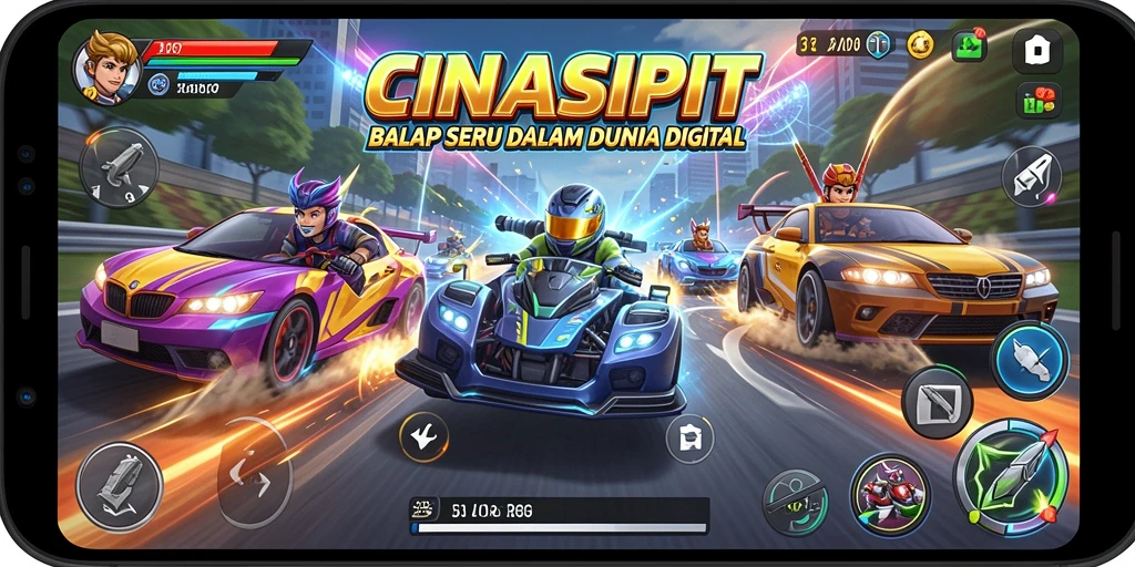 Tampilan balapan seru di CINASIPIT dengan grafis menakjubkan.