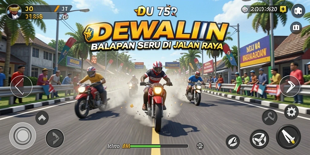 Tampilan gameplay DEWALIN yang mendebarkan saat balapan.