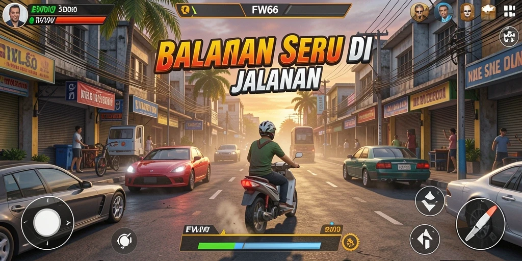 Gameplay balapan seru penuh tantangan di FW66.