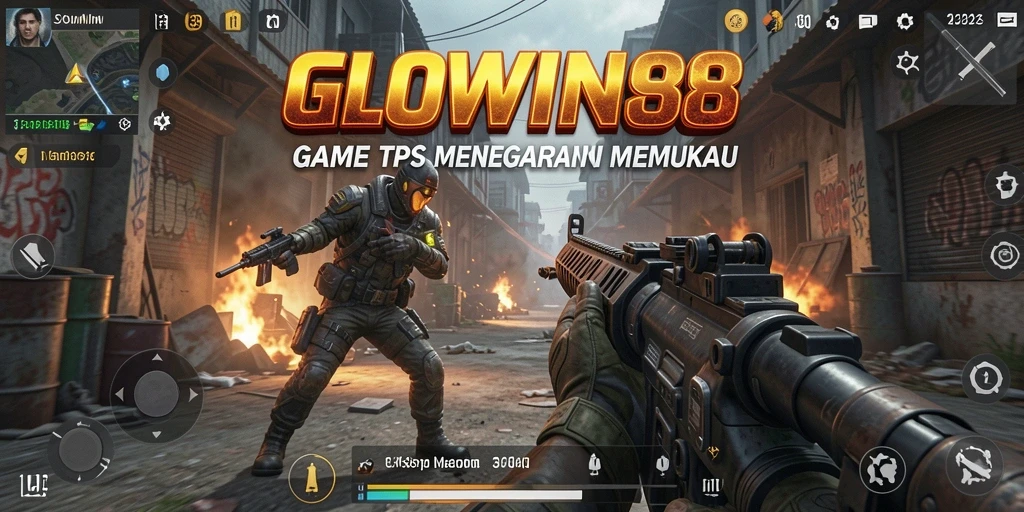 Tangkapan layar menunjukkan aksi intens dalam game TPS GLOWIN88.