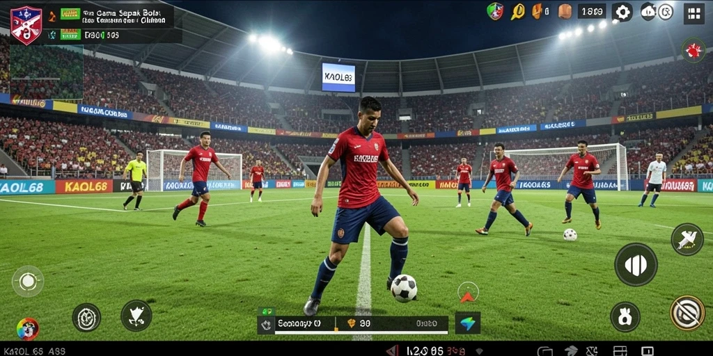 Tampilan gameplay menegangkan dalam pertandingan sepak bola.