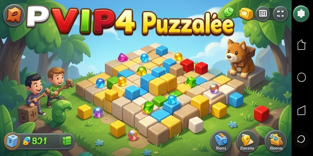 Screenshot menunjukkan gameplay seru dan tantangan puzzle RPVIP4.