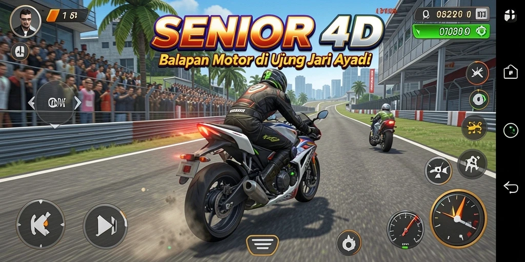 Tampilan gameplay balapan motor yang mendebarkan dan penuh aksi.
