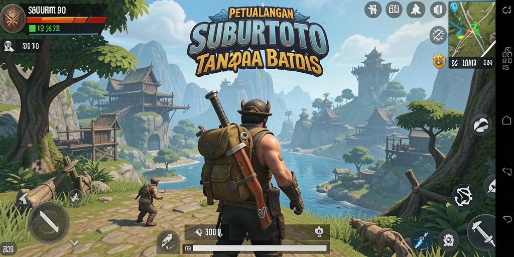 Screenshot dari gameplay <strong>SUBURTOTO</strong> menampilkan petualangan di dunia terbuka.